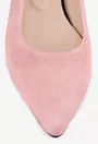 Balerini roz pudra din piele intoarsa cu varful alungit