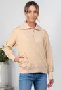 Bluza bej cu guler inalt