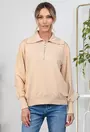 Bluza bej cu guler inalt