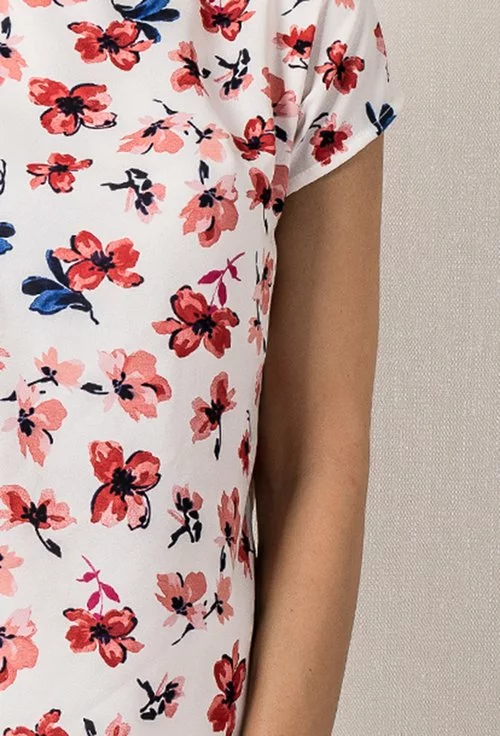 Bluza alba cu imprimeu floral colorat Gretta