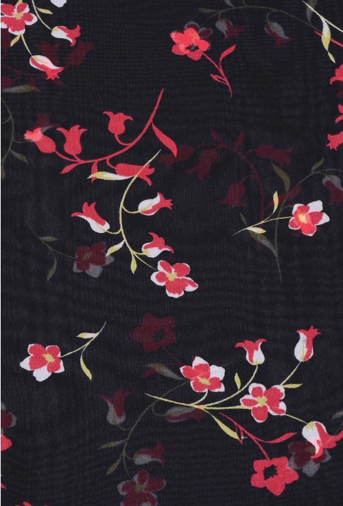 Bluza neagra cu imprimeu floral rosu Rogue