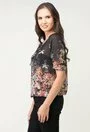 Bluza neagra cu imprimeu floral multicolor Margarette