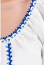 Bluza alba cu broderie perforata albastra Ileana