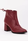 Botine bordo din piele naturala cu funda la spate