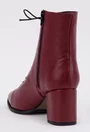 Botine burgundy din piele naturala texturata cu siret