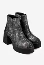 Botine dama din piele cu model snake print
