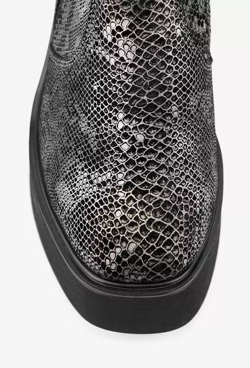 Botine dama din piele cu model snake print