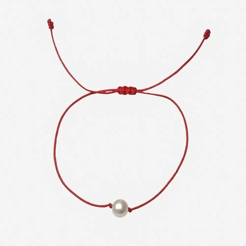 Bratara din snur rosu cu o perla de cultura alb-sidefat 74252