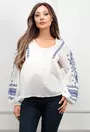 Camasa alba stil ie cu detalii albastre