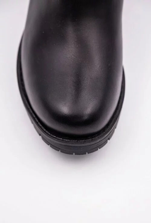 Cizme negre din piele naturala box cu fermoar lateral