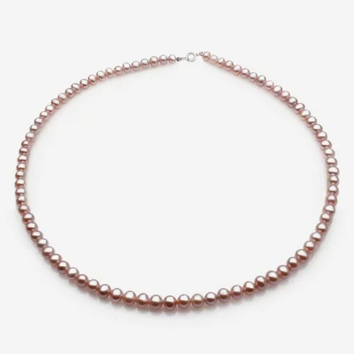 Colier clasic din perle de cultura roz-sidefat 74294