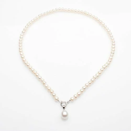 Colier din perle de cultura albe sidefate cu pandantiv din perla de cultura alba 125145