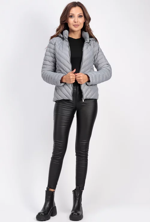 Geaca gri scurta cu model
