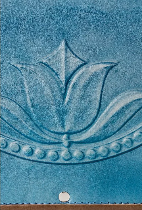 Geanta albastra din piele naturala Almira