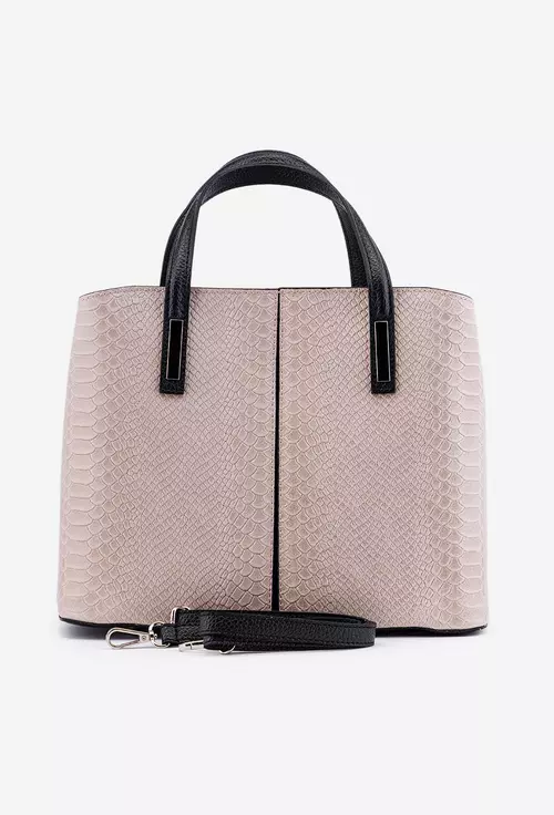 Geanta dama gri deschis confectionata din piele croco