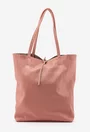 Geanta dama shopper din piele naturala roz pudra