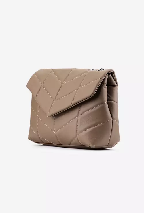 Geanta din piele taupe cu aspect matlasat