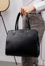 Geanta neagra din piele ecologica si material textil