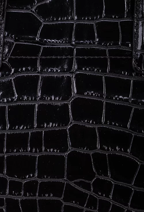Geanta neagra din piele naturala cu textura tip piele de crocodil
