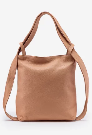 Geanta/Rucsac dama din piele texturata taupe