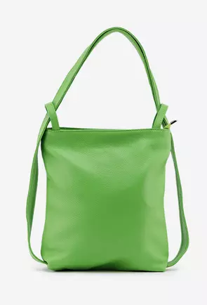 Geanta/Rucsac din piele texturata culoarea verde crud - Dasha.ro