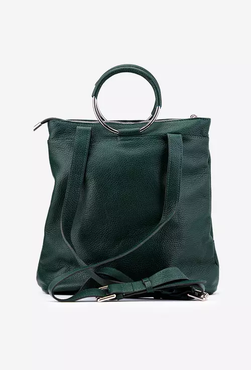Geanta/Rucsac verde inchis din piele texturata