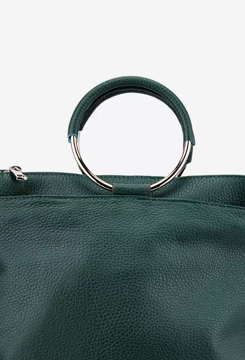 Geanta/Rucsac verde inchis din piele texturata