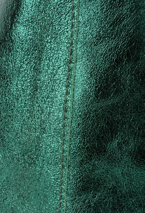 Geanta verde metalizat din piele naturala Sparkle