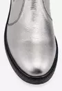 Ghete argintii din piele cu elastic in laterale