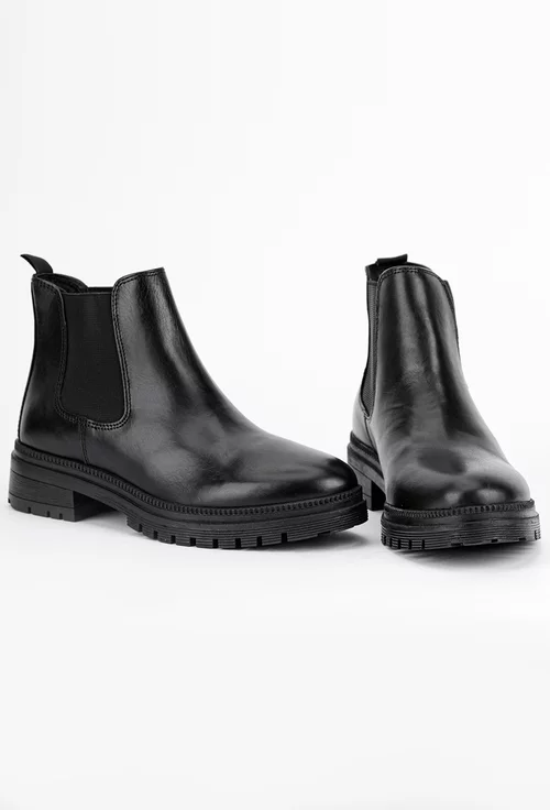 Ghete dama cu elastic lateral din piele neagra