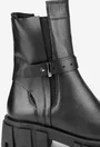 Ghete dama negre din piele cu fermoar si elastic