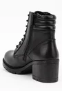 Ghete din piele naturala neagra cu toc