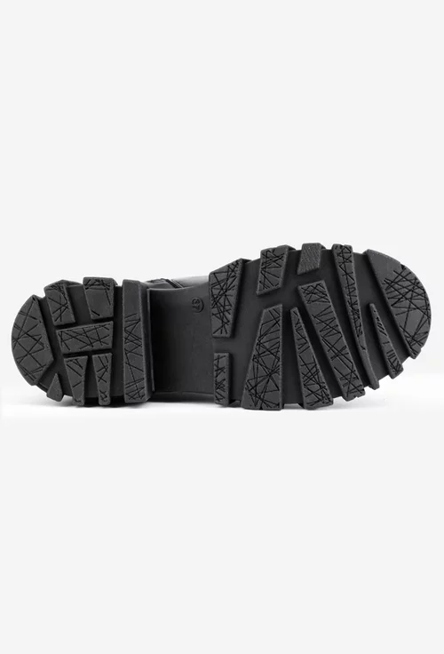 Ghete negre din piele cu fermoare oblice