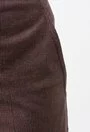 Pantaloni maro din bumbac cu dungi grena si negre Elys