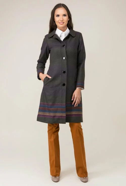 Palton din lana cu imprimeu multicolor Dianne