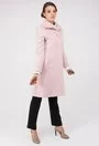 Palton din lana cu model pepit alb si roz Laura