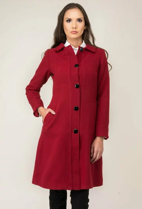 Palton din lana de culoare grena Rosa