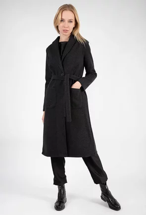 Palton negru cu buzunare mari