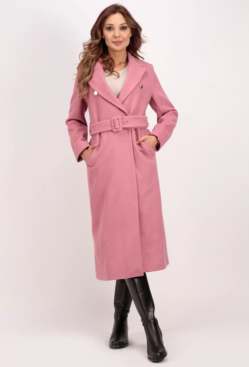 Palton roz accesorizat cu nasturi aurii