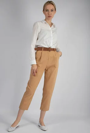 Pantaloni bej cu accesoriu curea 36