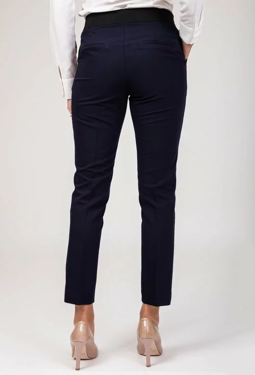 Pantaloni bleumarin cu dunga laterala rosie Sara