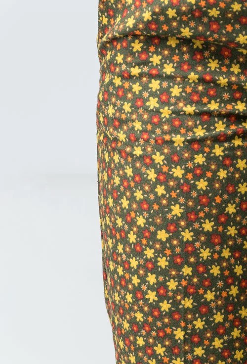 Pantaloni verzi cu imprimeu floral colorat Elisa