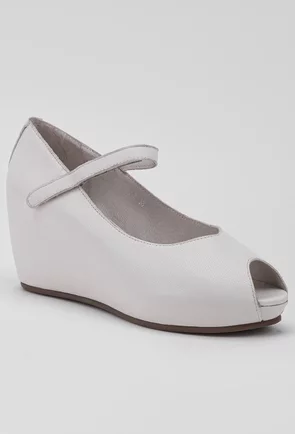 Pantofi alb fildes din piele cu talpa ascunsa