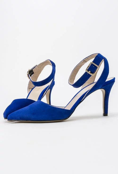 Pantofi albastri din piele naturala Elektra