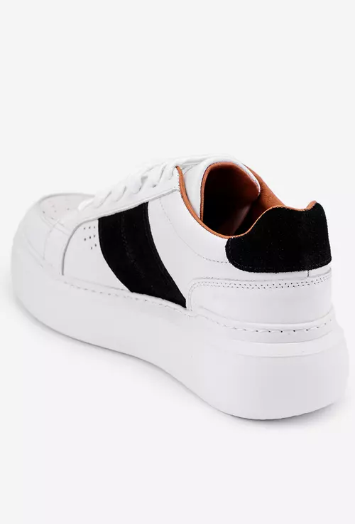Pantofi albi cu bej si negru din piele