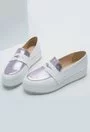 Pantofi albi cu lila metalizat din piele naturala Comet