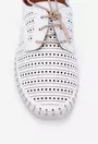 Pantofi albi din piele cu model perforat