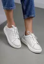 Pantofi albi din piele cu stea aurie