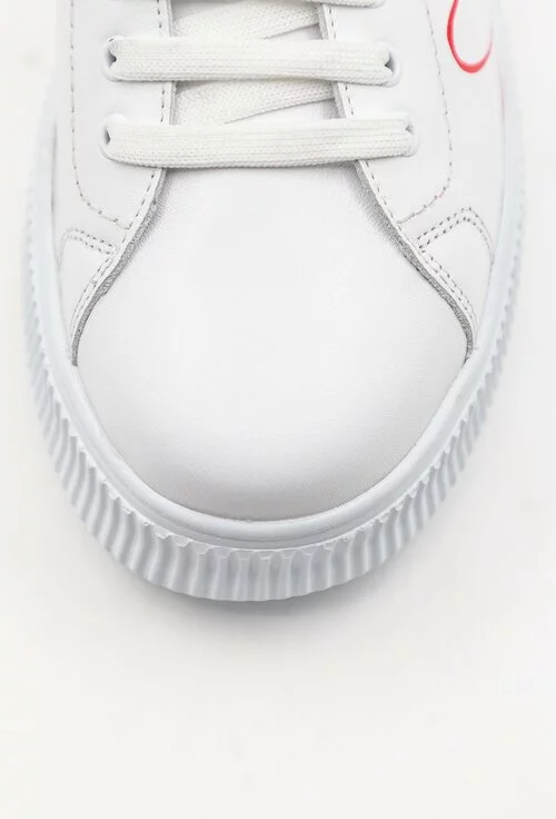 Pantofi albi din piele naturala cu detaliu scris
