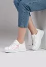 Pantofi albi din piele naturala cu detaliu scris